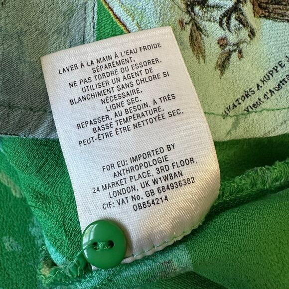 MEADOW RUE ANTHROPOLOGIE Bon Voyage Wrap Blouse Green Floral SS Boho - Picture 11 of 12
